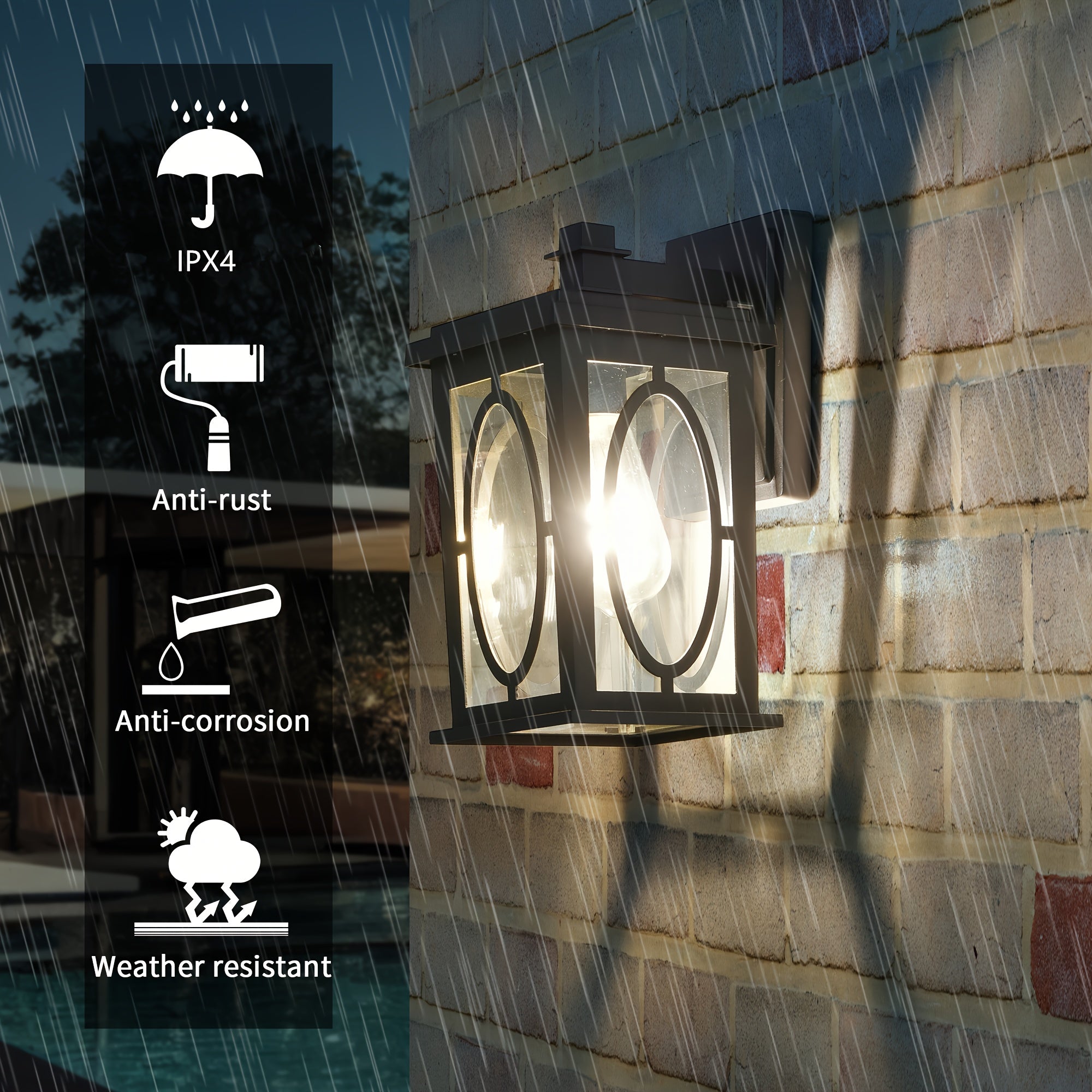 1-Piece Die-Cast Aluminum Outdoor Wall Light, Modern European N-Shape, Mold-Proof, Rust-Resistant, Durable, Corridor, Garden, Door Lighting Wall Sconce