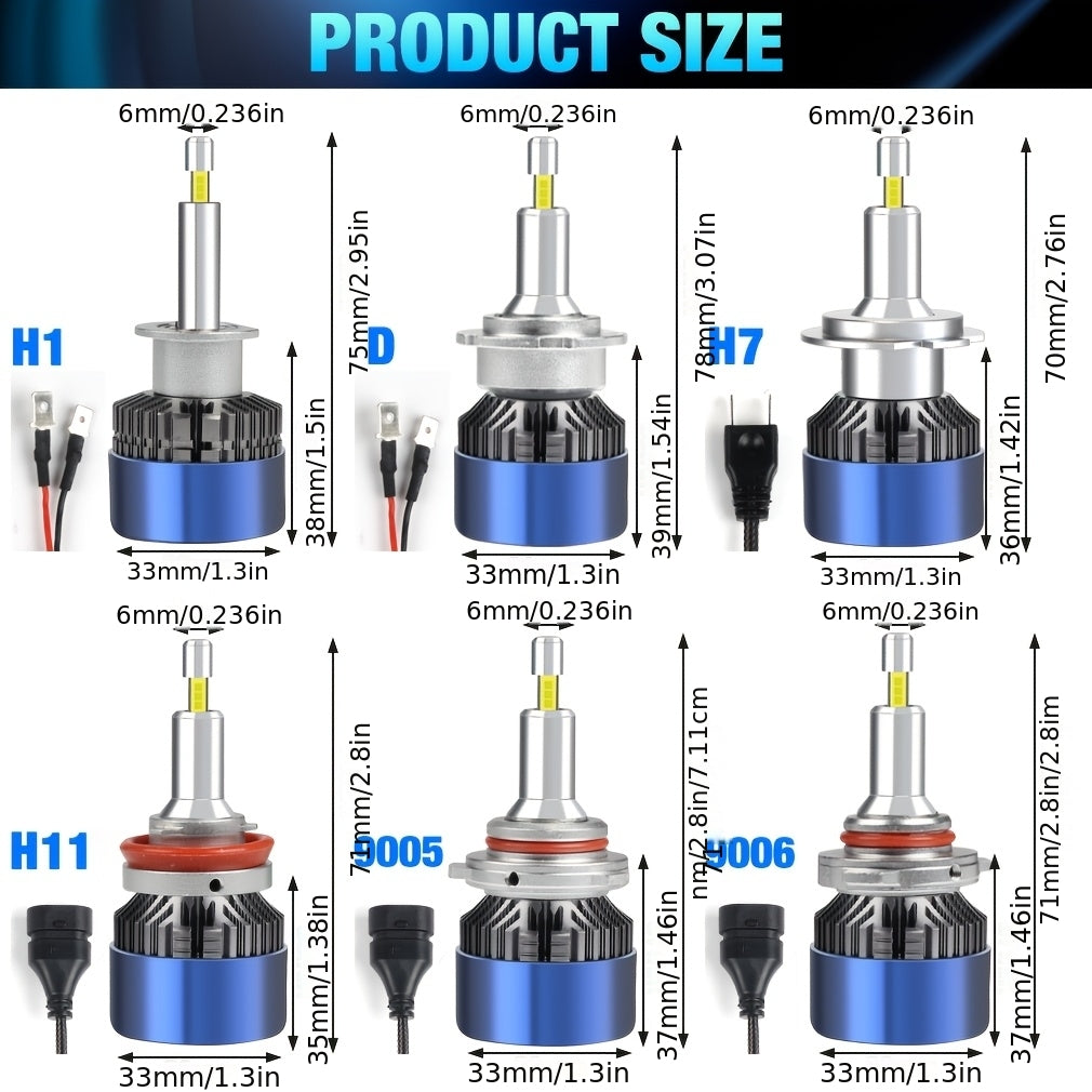 H7 LED Headlight Bulb Canbus Four-Side Chip Turbo Fan Mini Car Light 6500K H11 H1 HB3 9005 HB4 9006 9012 for Car