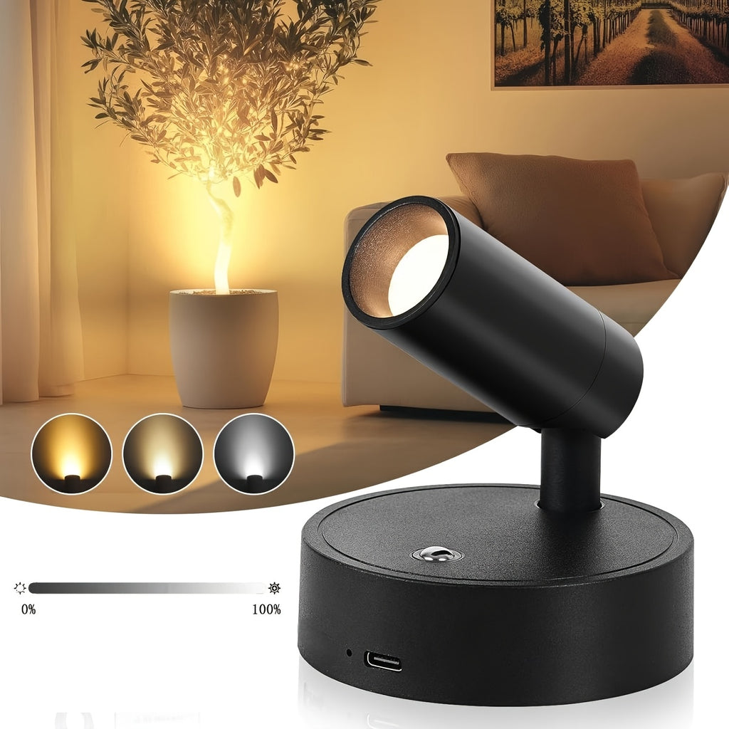 Adjustable Warm White / Cool White / Neutral Light Elegant Ambient Light, 3-Color Temperature Wireless Spotlight with Motion Sensor LED / Wall Light Strip, High-Efficiency Sensor Light, USB Rechargeable, Automatic On/Off, Warm White LED Bulb
