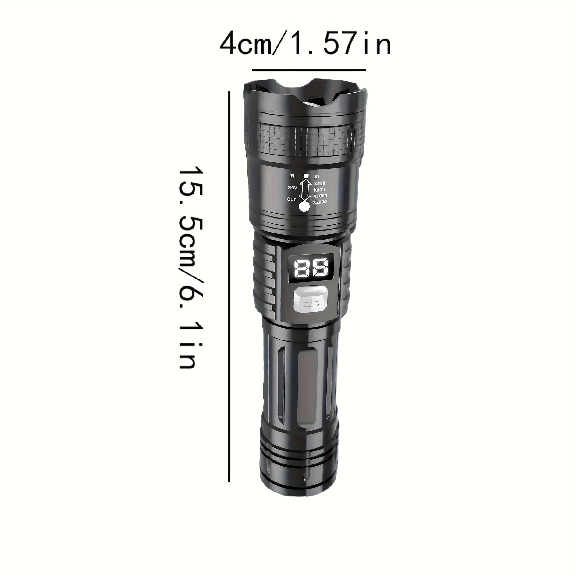 4-pack rechargeable high-power LED flashlight, with zoomable focus function, ultra-bright long-range beam, tactical work light, suitable for camping, hunting, hiking, emergency, equipped with LCD digital display screen