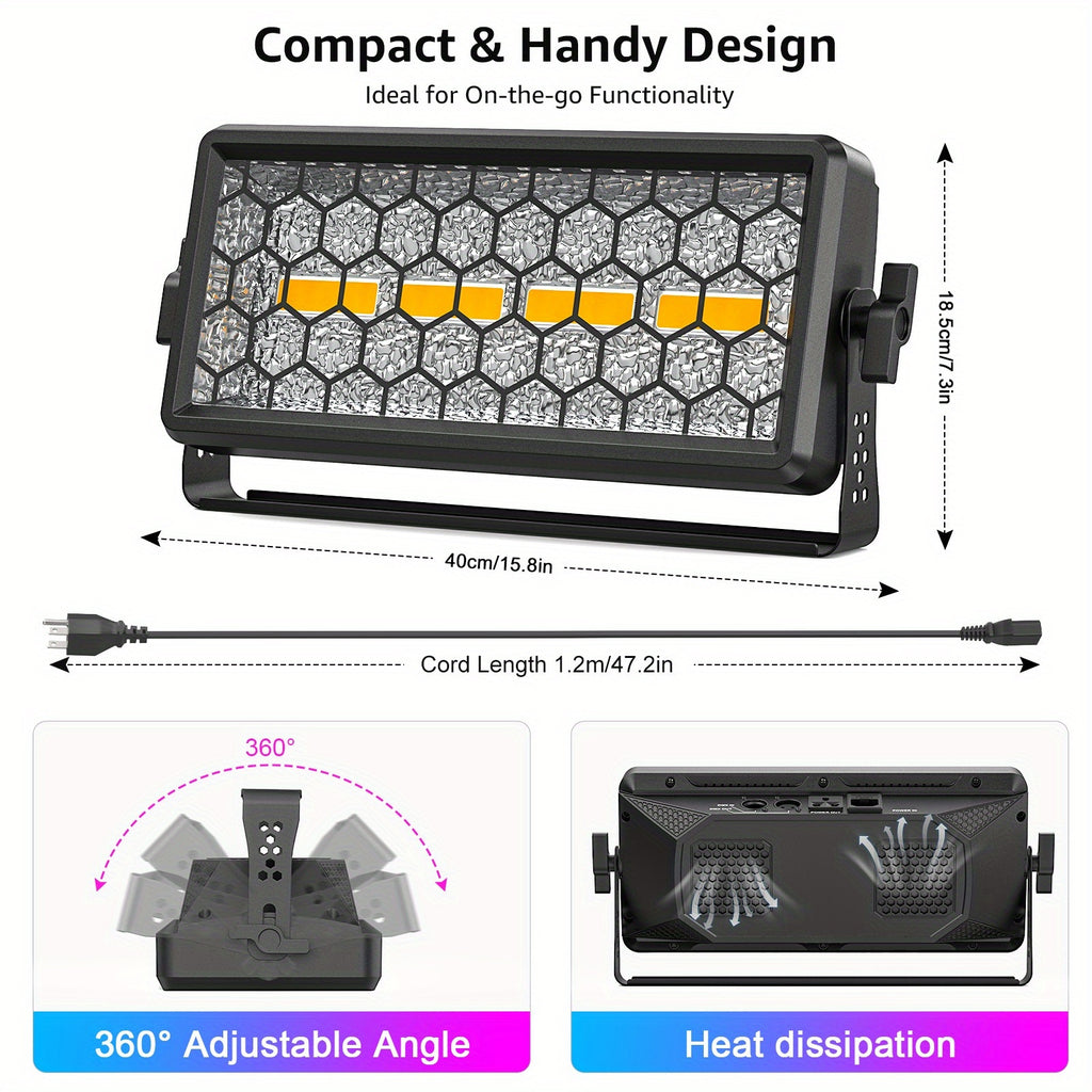 150W RGB LED Stage Light Bar, Supports DMX Control with 4 COB / 36 LEDs – Single/Multi-Color Wall Washer Effect, Voice Control, Compatible with XLR/RDM Interface, Suitable for DJ, Theater, Wedding, Concert (Linear Dimming, Plug-Type)