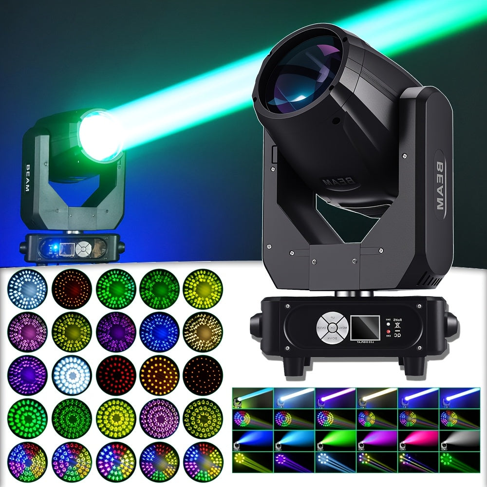 350W beam light, DJ stage light, black moving head light, moving head light, spotlight, stage light - DMX512 control, with 15 colors and 13 gobo patterns, voice/sound activation, aluminum alloy housing