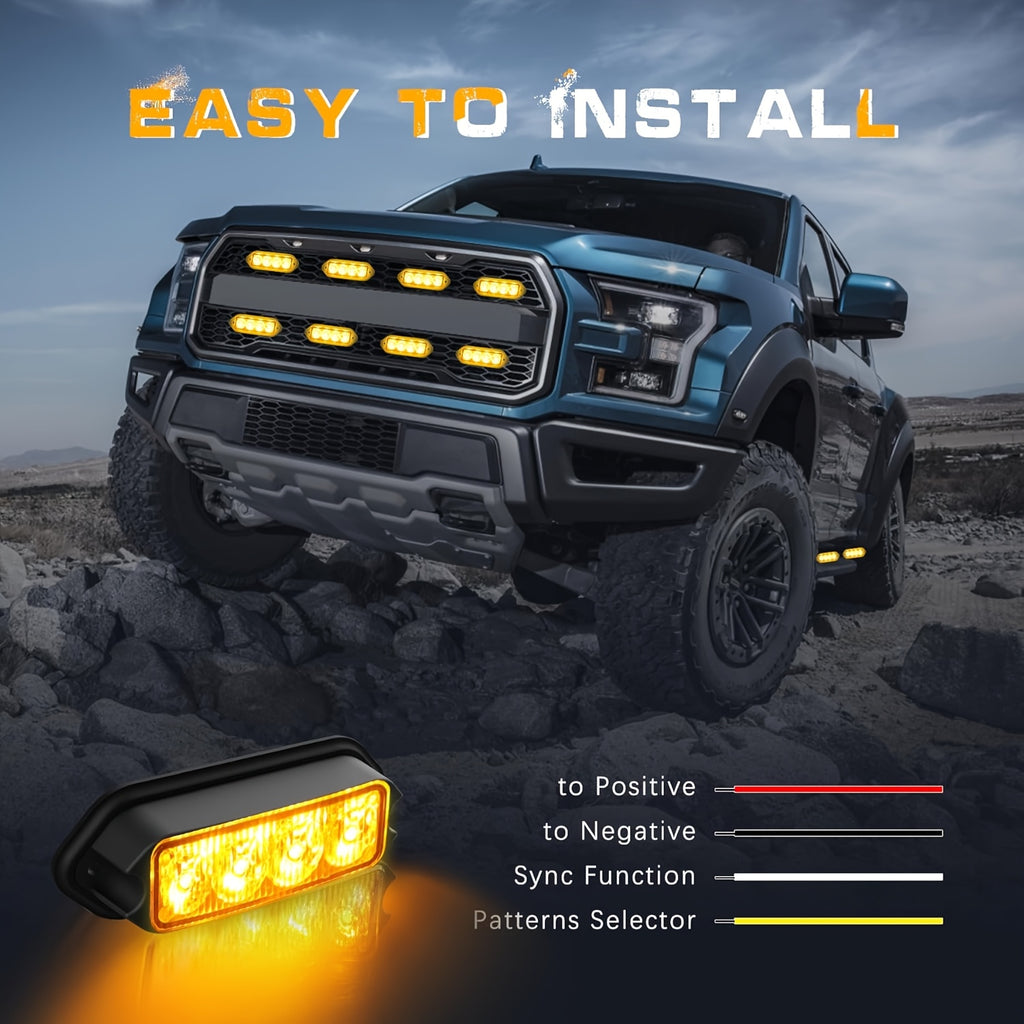 2-Pack Truck Light Bar, Grille LED Strip Light, Trailer Light, Amber Traffic Marker Light