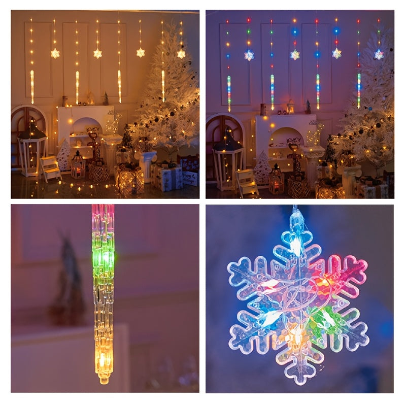 Shenzhi Tech 118.11inch LED 雪花冰錐燈串，專為聖誕裝飾設計，電池供電懸掛燈串，適用於房間、居家、派對、樹木和窗戶裝飾