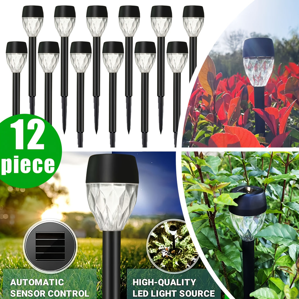A Set of Twelve Diamond-Shaped Solar Lights, Suitable for Outdoor Use, Suitable for Various Environments and Conditions, with High Efficiency and Design