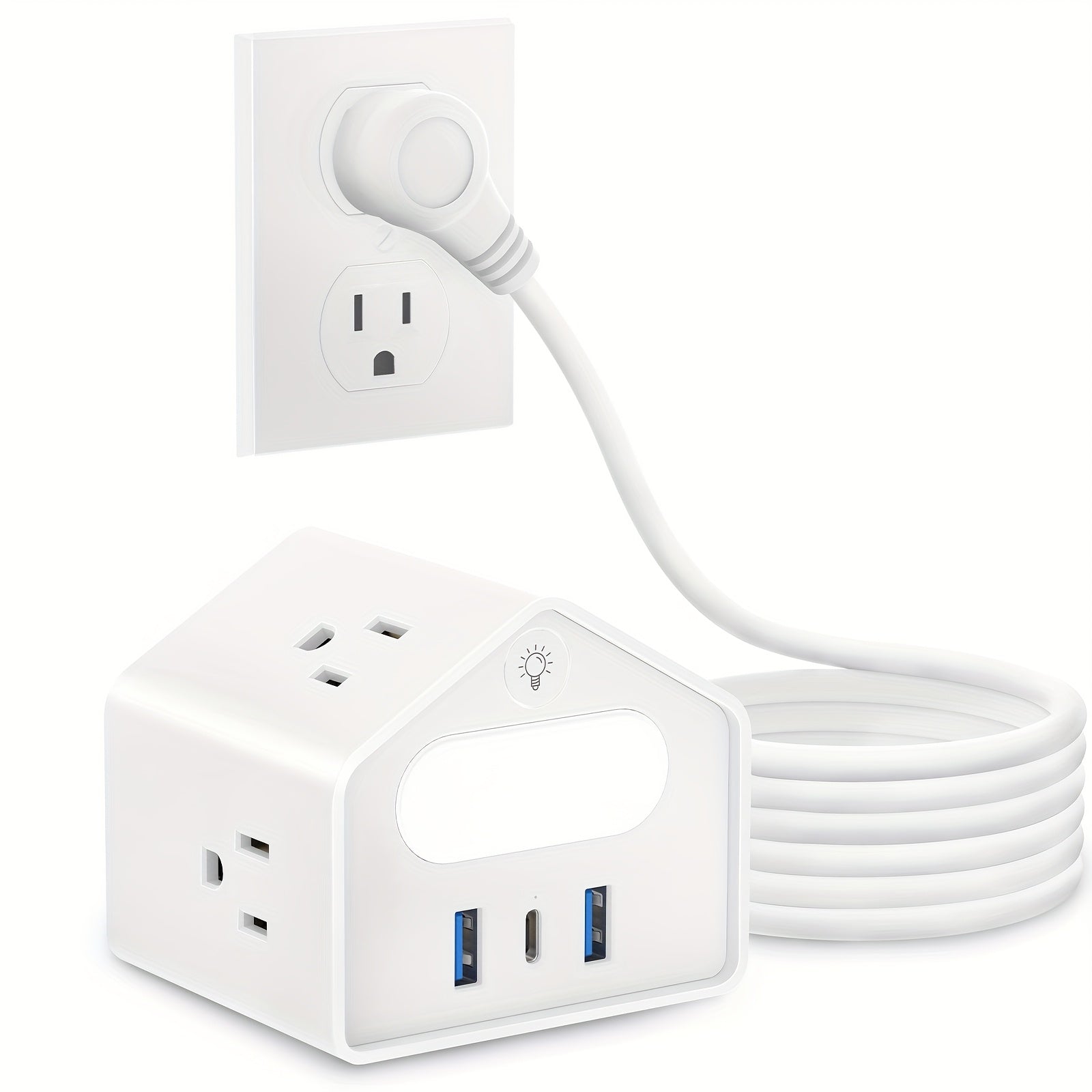 4-Outlet Power Strip with Surge Protection, Featuring 2 USB And 1 Type-C Fast Charging Ports | High-Quality 6.2Ft Cable, Enhanced Safety for Home, Office, And High-Power Devices