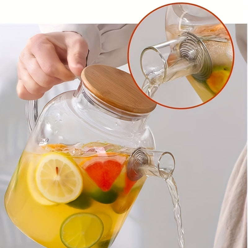 Clear Glass Teapot with Filter – Reusable, Microwave Safe, Lead-Free – Round Design, Perfect for Fruit Tea, Juice & Beverages – Recyclable, Heat Resistant – Ideal Gift for Christmas, Halloween, Easter, Hanukkah, Thanksgiving – No Pattern, Hand Wash Only