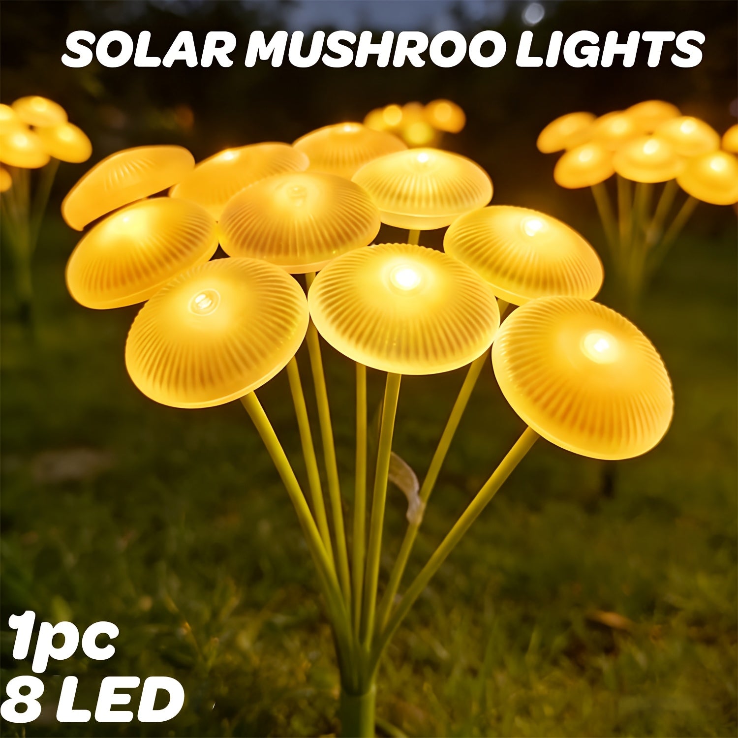 10/8/6LED Solar Jellyfish Mushroom Light, IP44 Garden Landscape Light, Outdoor Ground Insert Lawn Light, Courtyard Decorative Light, Festival Garden Decorative Light, Outdoor Pathway Light (Warm/Color Light)