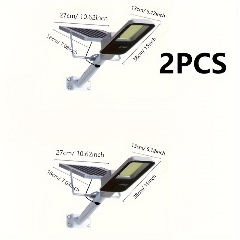 2 Pack 370LED High Power Outdoor Solar Street Light, 6500K IP65 Waterproof Street Light, Perfect for Garage, Garden, Patio Security Lighting