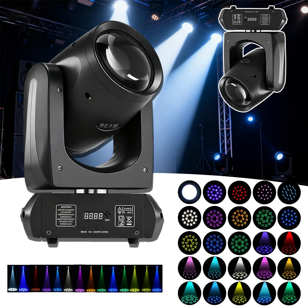 160W beam light, black moving head light, moving head light, spotlight, LED stage light - DMX512 control, with 12 colors and 15 gobo patterns, 18-facet prism, voice/sound activation, aluminum alloy housing