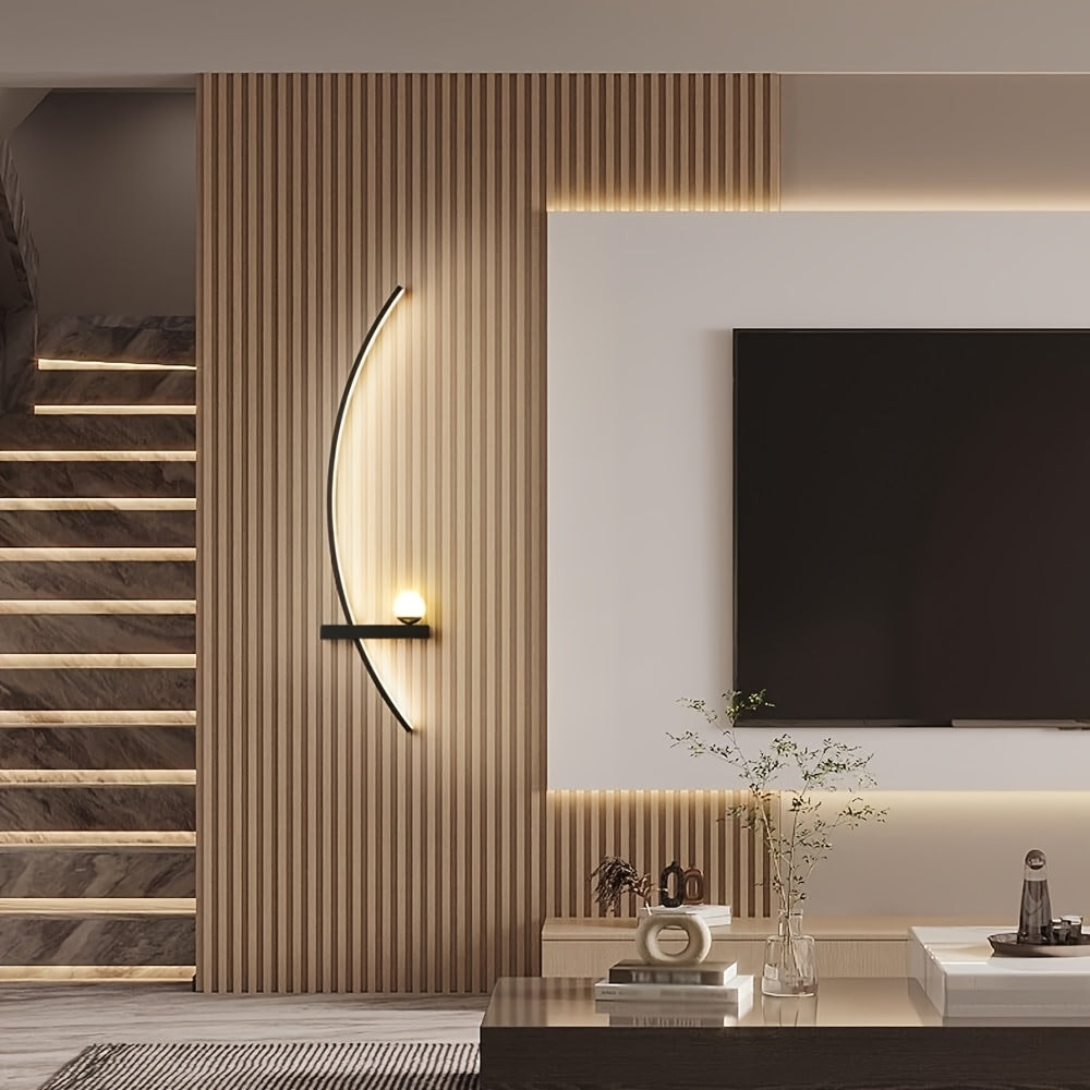LED Metal Wall Light Bedside Indoor Decorative Curved Wall Sconce - 3 Color Temperatures, Modern Minimalist Linear Wall Light, Suitable for Bedroom, Hallway, Bedside, Living Room.