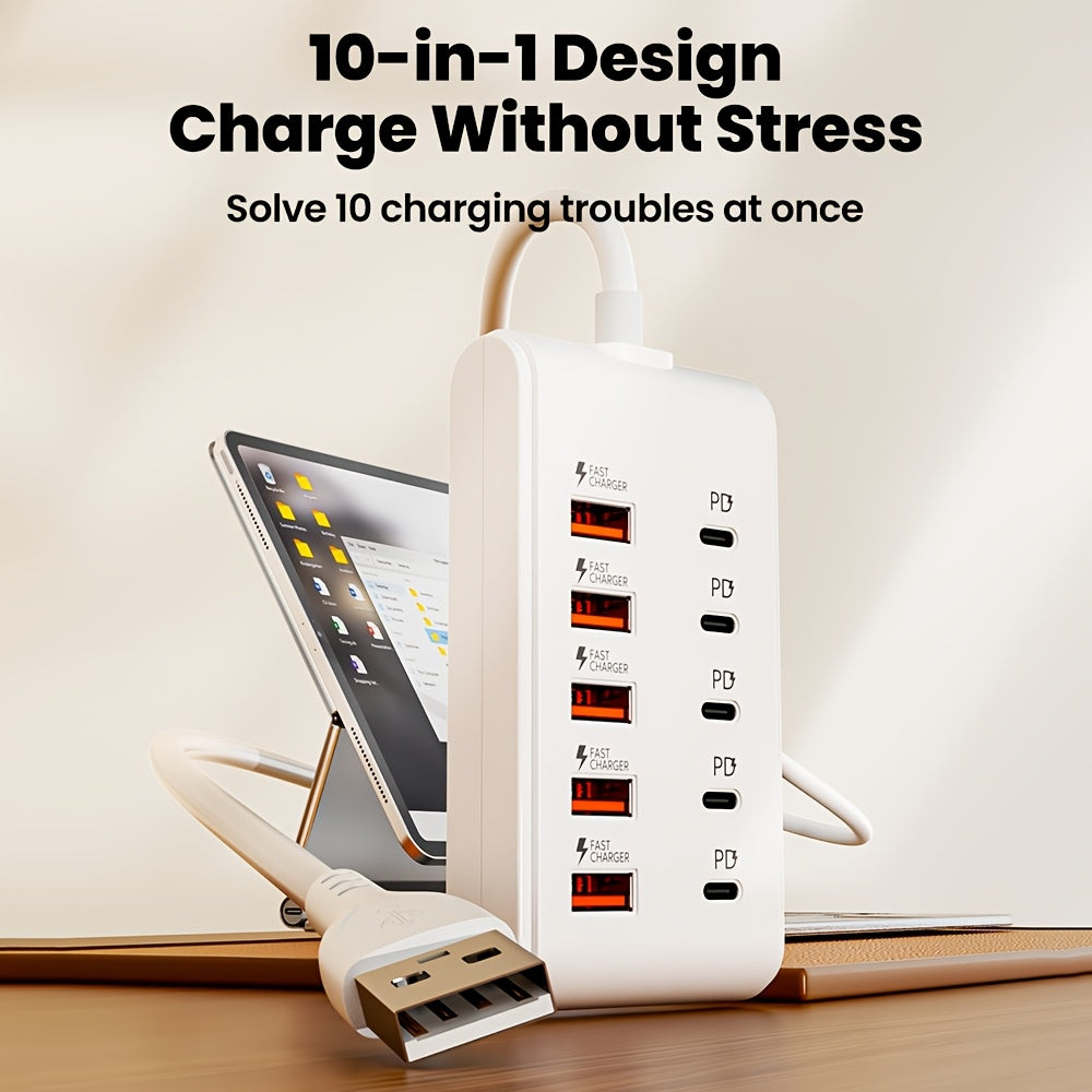 Multi-Port USB PD Fast Charger Type C, Quick Charge Wall Charging Adapter, Universal Portable Power Plug for Mobile Phone Tablet