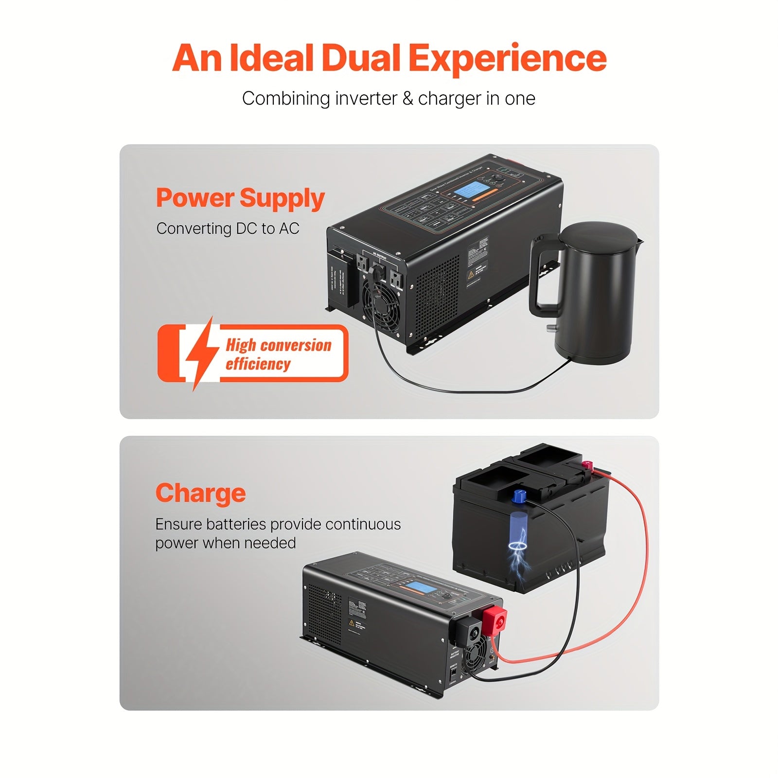 逆变器充电器 2000 W/3000 W 120V 12V/24V 110V 无插 S001 全区域可售