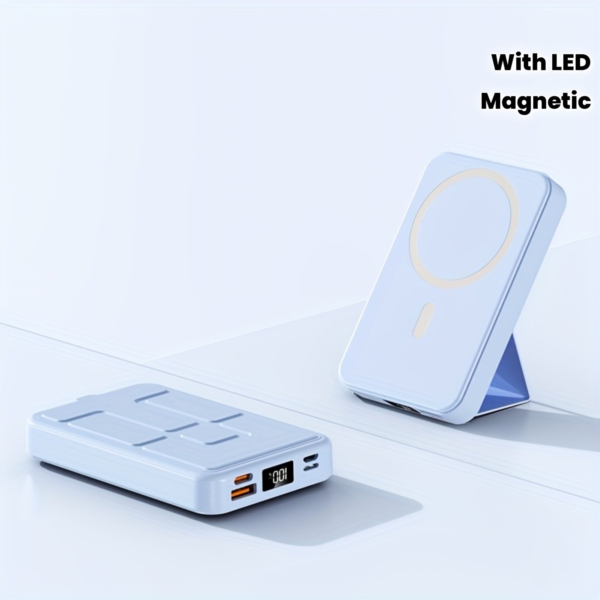 全新10000毫安磁吸無線充電寶 22.5W/PD20W 手機便攜充電器 LED電量顯示 戶外旅行應急備用電源 可同時為3臺裝置充電 附贈飛機支架