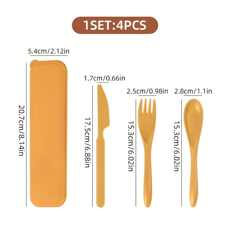 1 Set Outdoor Cutlery Set – Portable Spoon, Fork & Knife with Storage Case – Reusable Camping Utensil Set – Perfect for Work, School, Travel & Picnics