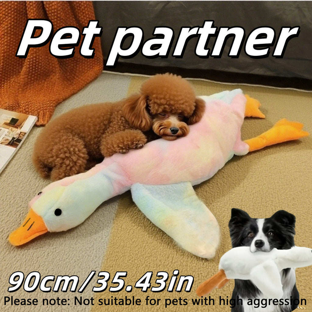 90cm/35.43in-大尺寸大鹅宠物毛绒玩具，狗狗伴侣玩具，适合大中小型宠物，多个颜色可选，宠物节日礼物、狗玩具&狗用毛绒玩具，刺绣眼睛及无拉链设计