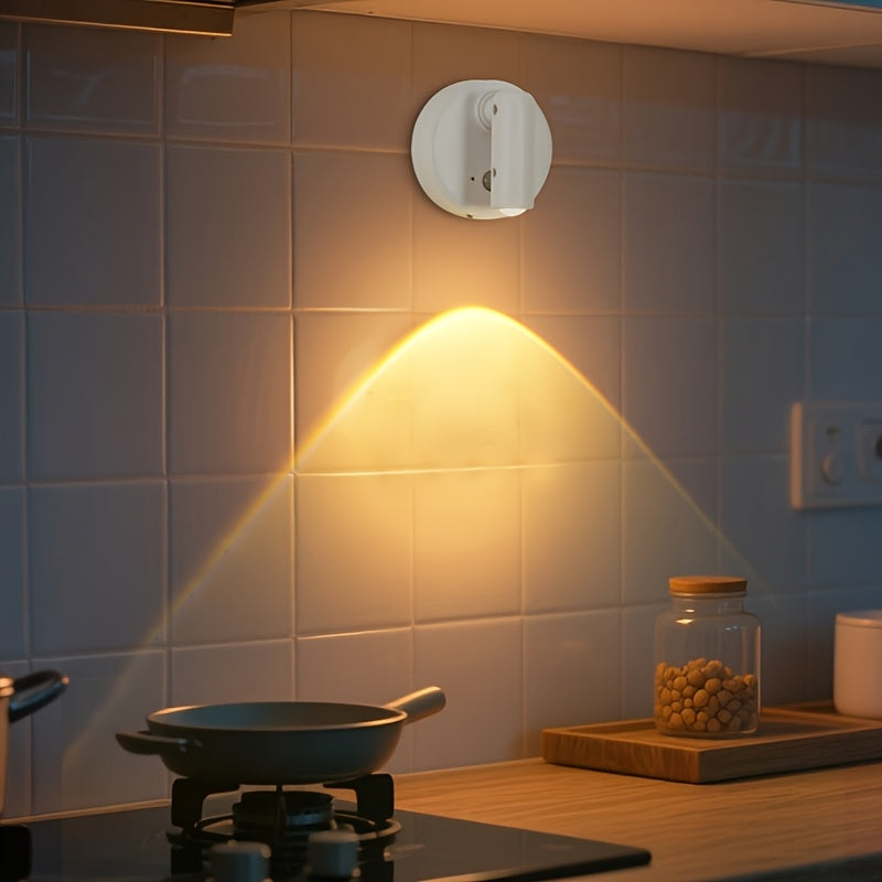 350° Rotatable Modern Style Round Sensor Wall Light, Ambient Spotlight, 3-Color Temperature Magnetic Sensor Wireless LED Spotlight/Wall Light: Rechargeable, Adjustable Warm/Cool/Neutral Light, Magnetic Installation, No Drilling Needed