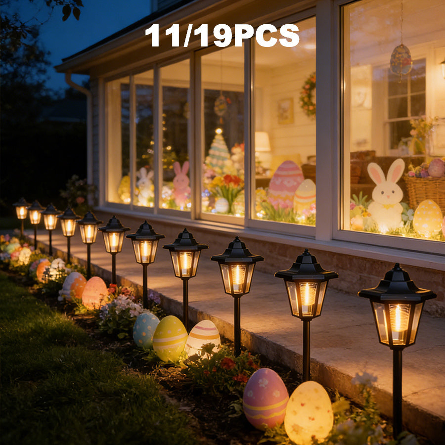 11/19-Piece Solar Hexagonal Walkway Outdoor Deck Light, LED Bulb Solar Sidewalk Christmas Halloween Decorative Light, Landscape Light Suitable for Garden, Lawn, Path, Courtyard, IP65, Christmas Halloween Thanksgiving