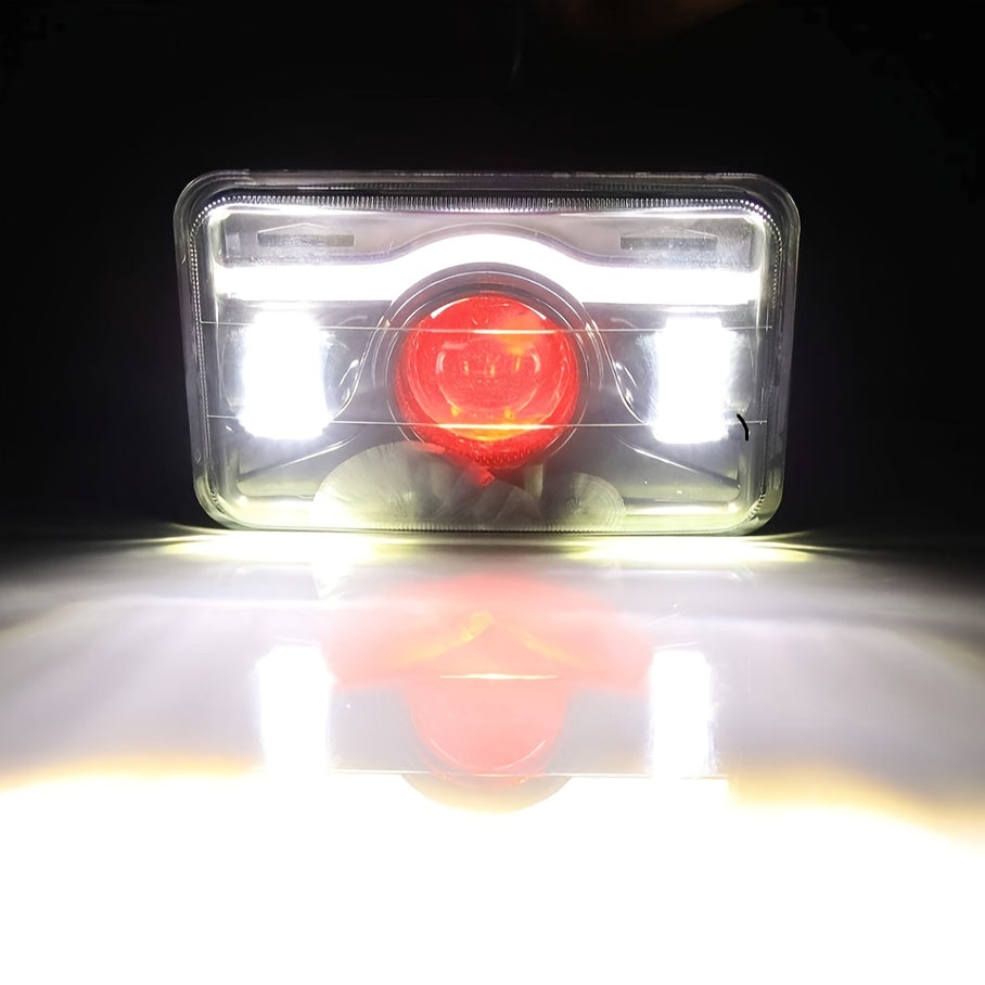 4x6 Inch LED Headlight High/Low Beam Daytime Running Light Square Turn Signal Light Fit for GMC Chevy Car Jeep Motorcycle Truck Front Light 12V 24V