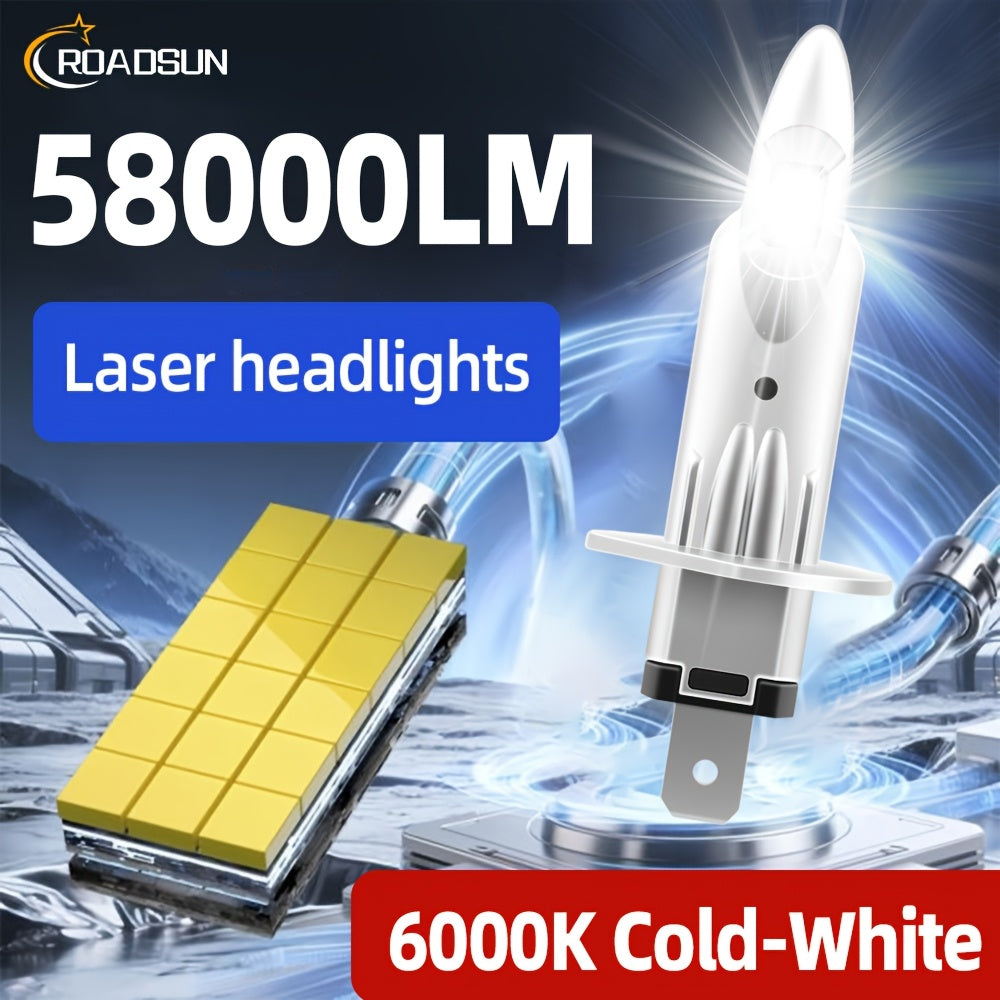 ROADSUN 2-Pack H1 H7 H11 9005/HB3 9006/HB4 High Power LED Car Headlight/Fog Light High/Low Beam Integrated Cool White 6000K 1:1 Direct Plug-in LED Headlight