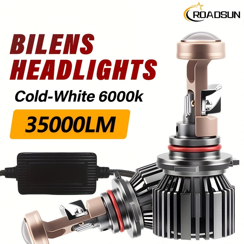 ROADSUN 2-Pack Car Mini Lens 1:1 Wireless 9005/HB3 9006/HB4 H4 H7 H11 Projection Beacon Plug-and-Play for Car LED Projection Bulbs 6000K, Suitable for Car Motorcycle Mini Lens, No Battery Included