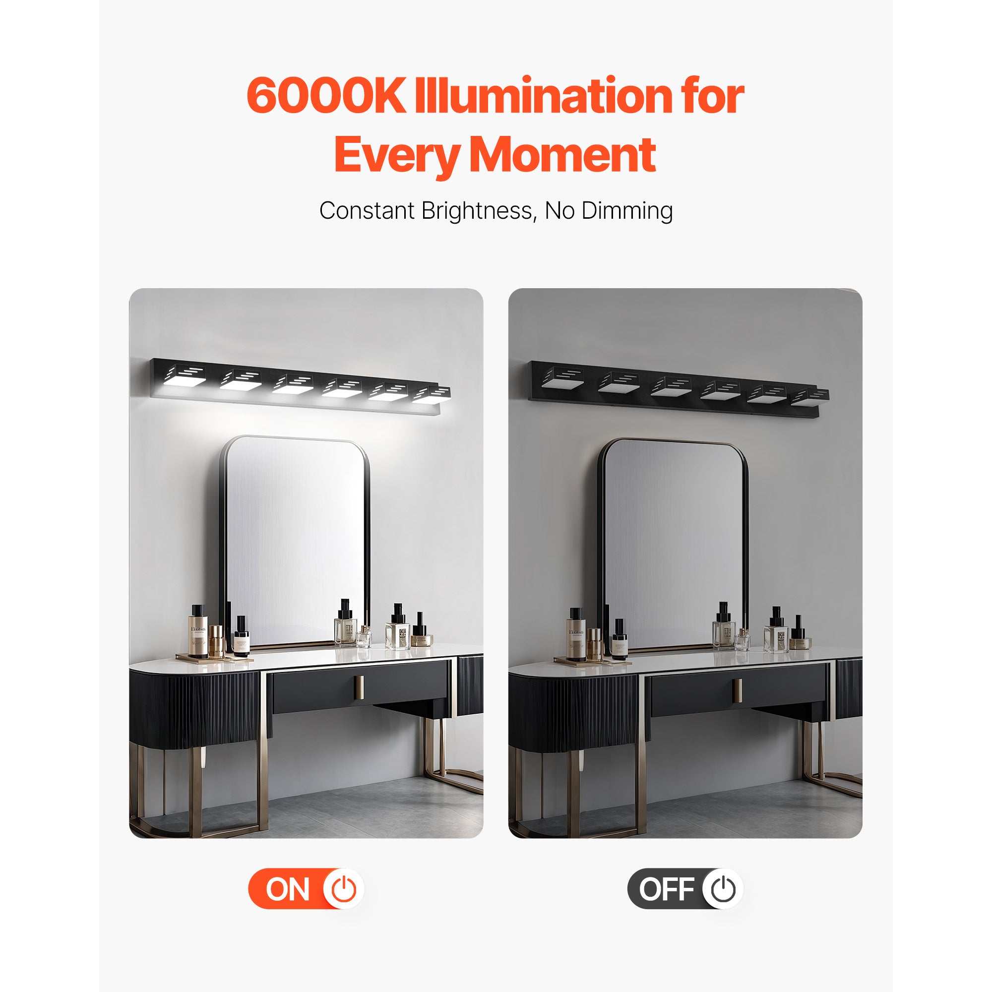 VEVOR 3/4/5/6-Light LED Modern Bathroom Wall Lamp 19.69/25.6/33.5/40.2-Inch Wall Light