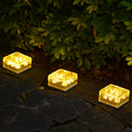 3/6 Pack Solar Ice Cube/Brick Light, Sensor Courtyard Light, Suitable for Patio, Balcony, Outdoor Garden, Sidewalk and Walkway; Transparent Square Resin Paver Light; Recessed Ground Lawn Light