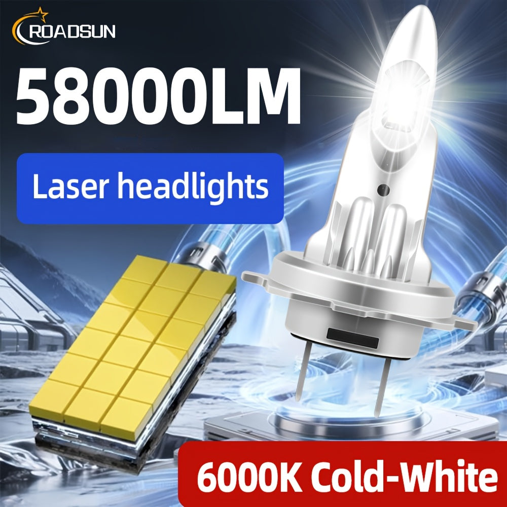 ROADSUN 2-Pack H1 H7 H11 9005/HB3 9006/HB4 High Power LED Car Headlight/Fog Light High/Low Beam Integrated Cool White 6000K 1:1 Direct Plug-in LED Headlight