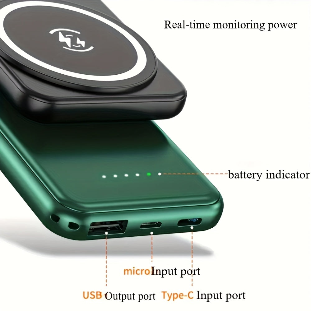 Mini Wireless Power Bank Magnetic Portable Charger 10000mAh, Magnetic Battery Pack USB Portable External Backup Battery Charger for iPhone 16/15/14/13/12/Pro Max/Plus Series, for Outdoor Camping, Ideal Gift