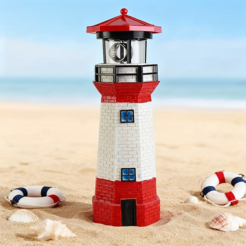 olar Lighthouse Garden Outdoor Statue, IP44 Waterproof, Solar Outdoor Light, Automatically Rotating Solar Light, Suitable for Garden, Courtyard, Patio, Ground, Christmas Furniture Decoration, Halloween Decoration, Tabletop Decoration