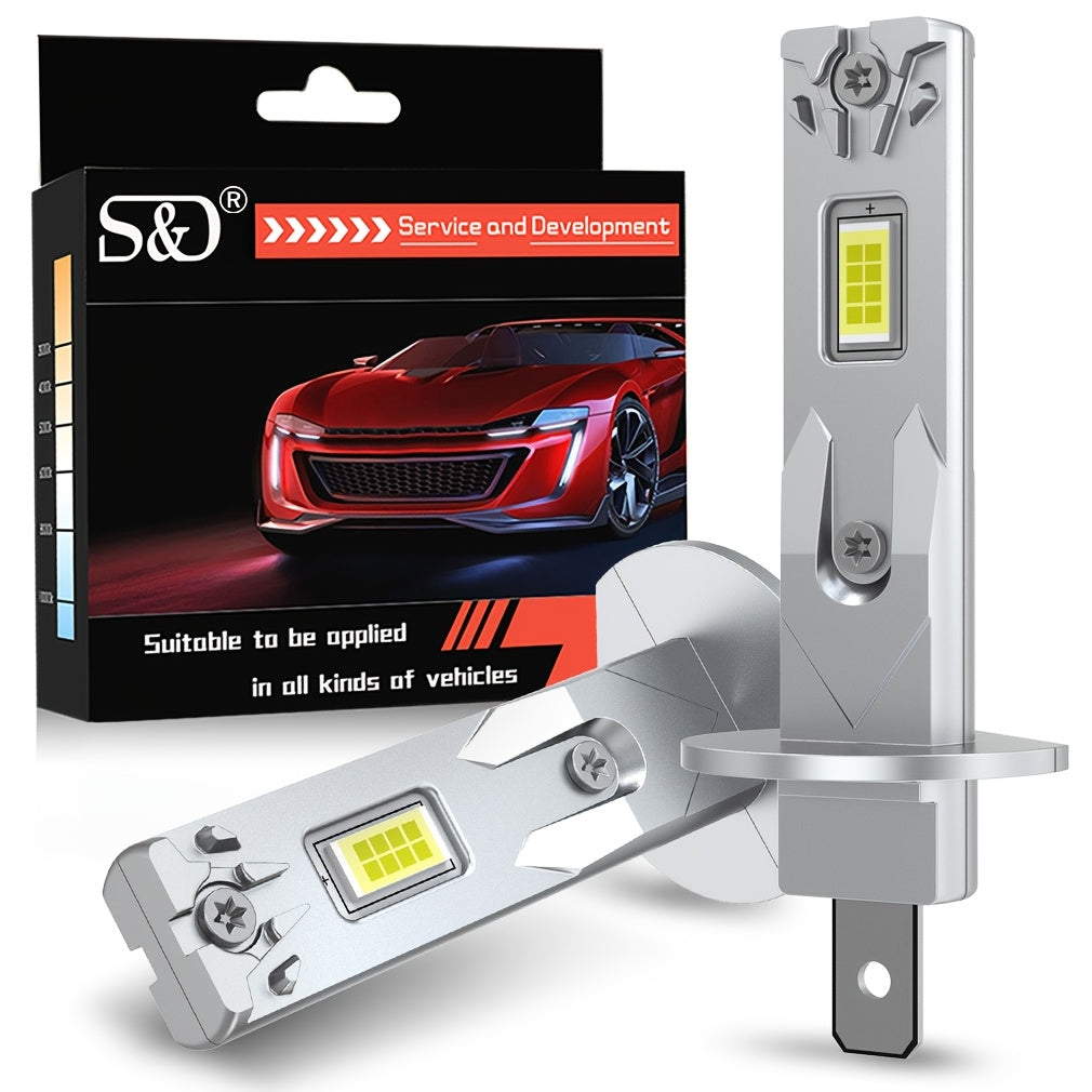 2Pcs H1 LED Headlight Mini Direct Plug Fog Light Low Beam/High Beam 60W 6000K 13000LM 12V