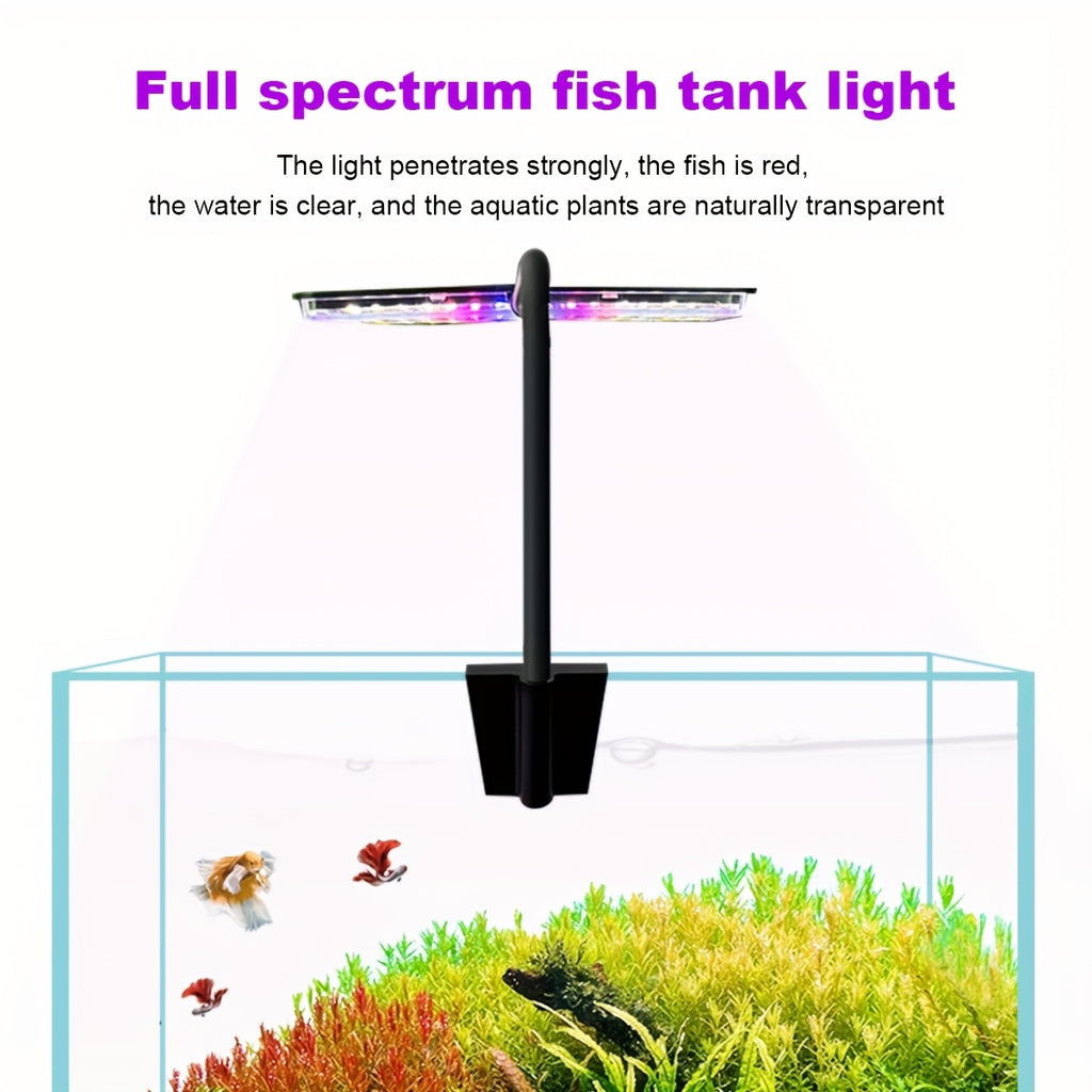 3-Color LED Aquarium Light, 60 Beads Color Changing Fish Tank Light & Smart Plant Lighting, 360° Gooseneck Aquarium Lamp for Freshwater & Saltwater Tanks, Mini Fish Tank Landscape Decor Light