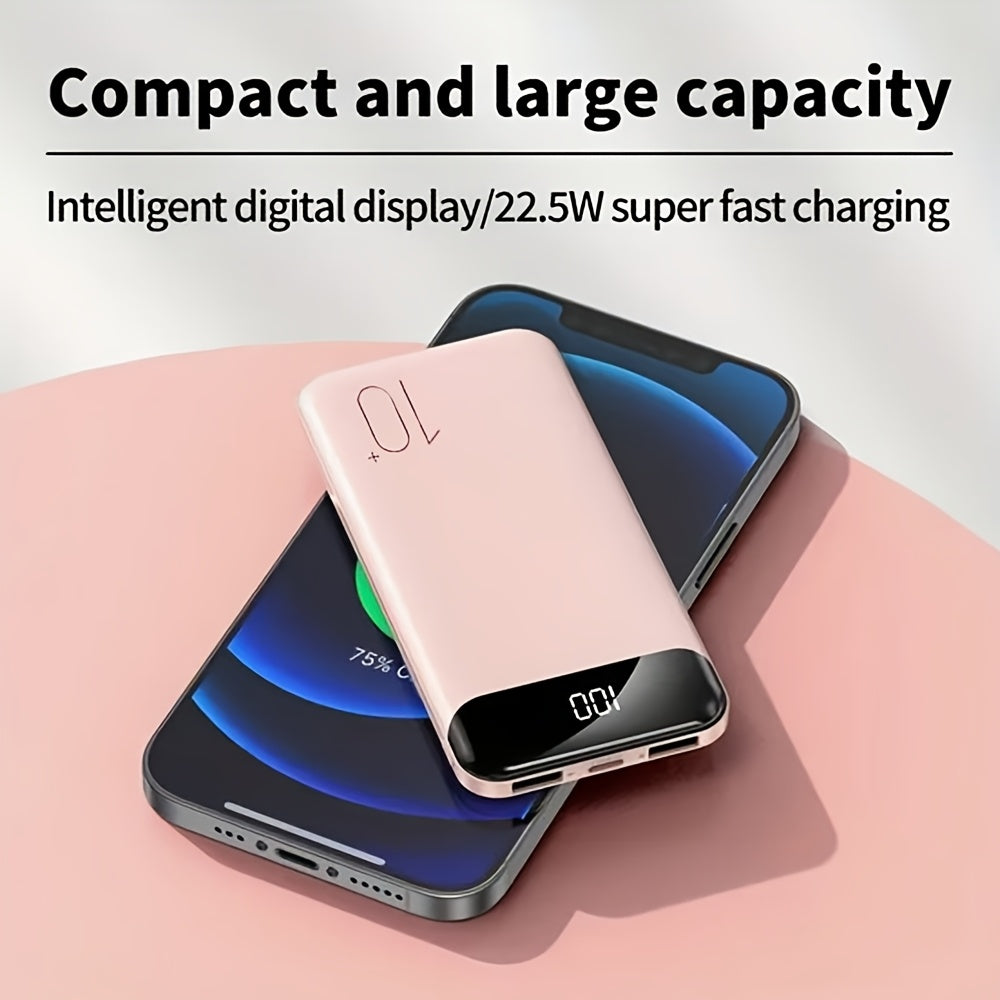 JONKUU 10000mAh Portable Charger with 22.5W PD & QC 4.0 Fast Charging, 3 Outputs + 2 Inputs, USB-C Input/Output, Compact Lightweight External Battery Pack for iPhone, Android Tablet, Phone, Multidevice Charging, Sleek Design, Sturdy Construction, Smartpho