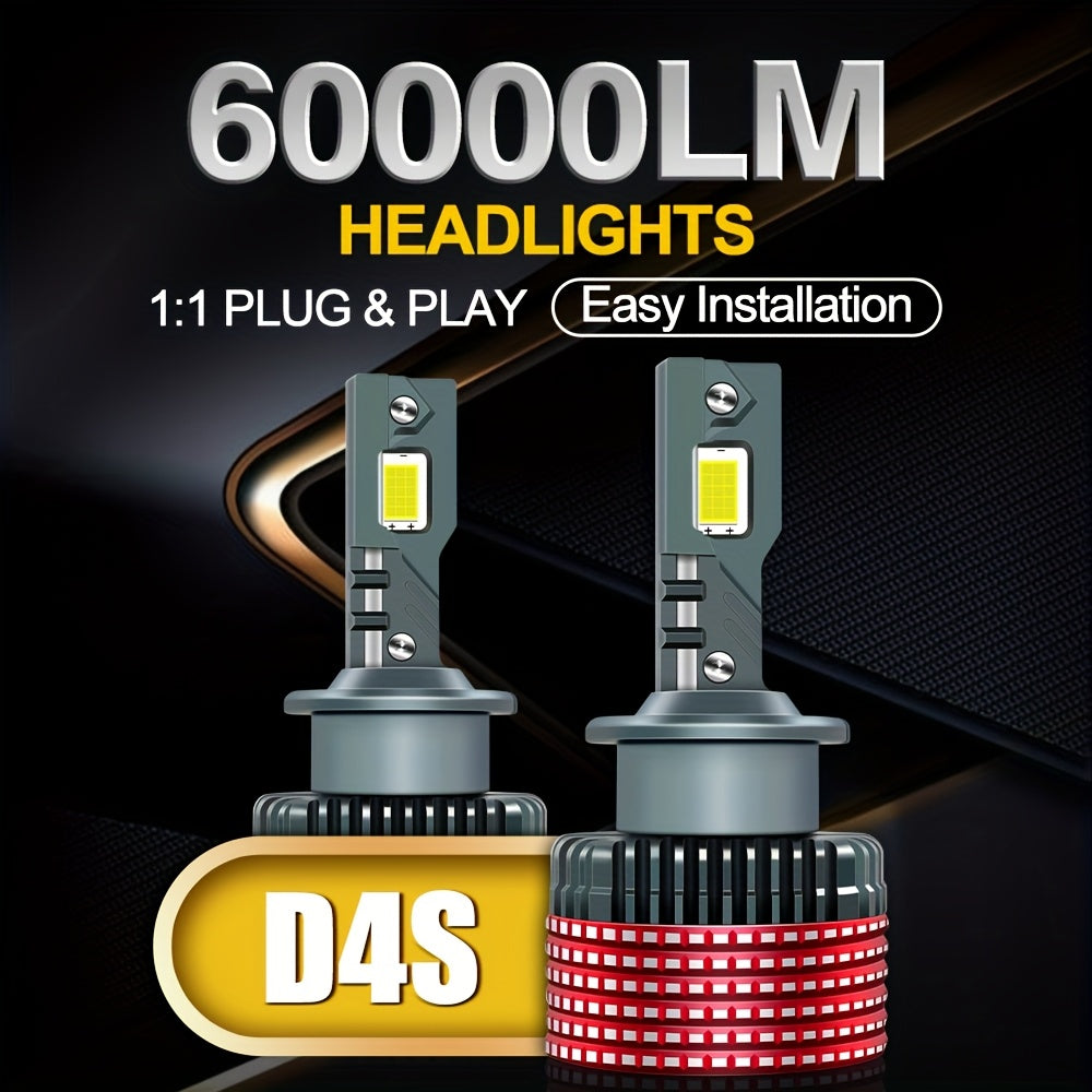 2-Pack D1S/D1R D2S/D2R D3S/D3R D4S/D4R 58000 Lumens 210W Xenon Bulbs, Upgrade Super White Light 6000K, Car Headlights, CANBUS Error-Free, Plug-and-Play