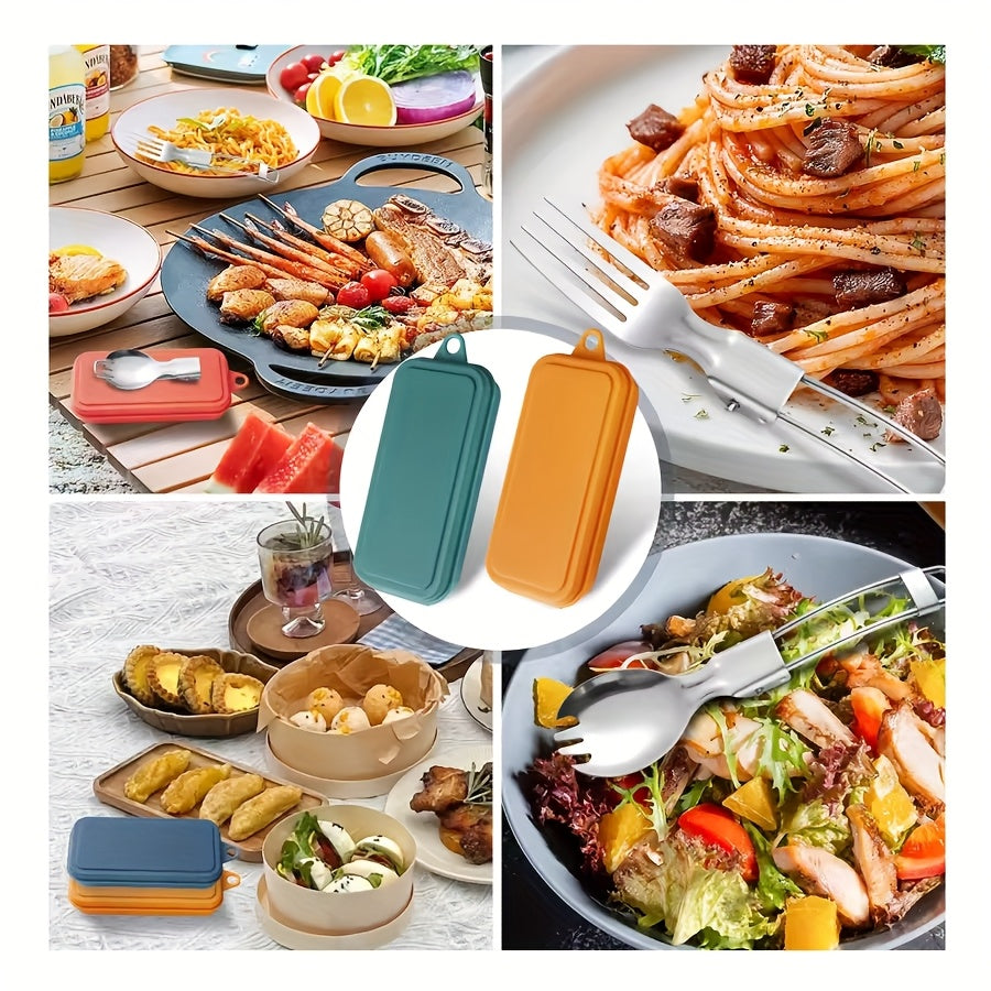 3-Piece Stainless Steel Foldable Knife Fork Spoon Set – Portable, Polished, Perfect for Outdoor Camping, Christmas, Easter, Father‘s Day, Labor Day – Foldable Spoon Fork Knife Set