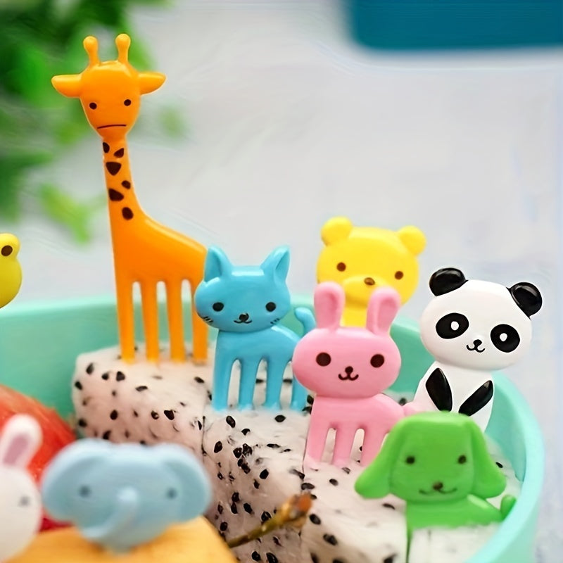 10-Piece Set Fun Animal High-Quality Fruit Forks – Durable ABS Material, Reusable Dessert Forks, Christmas Cutlery, Christmas Party Dessert Forks, Winter Dinnerware Set – Perfect for Winter, New Year, Easter Room Decoration