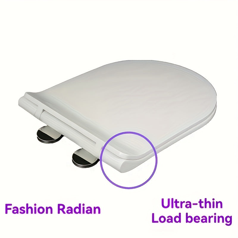 1Pc Toilet Lid & Tank Cover Set - Silent Closed Toilet Seat Cover, Durable PP Material, Easy On/Off, U-Shaped Design, Bathroom Comfort