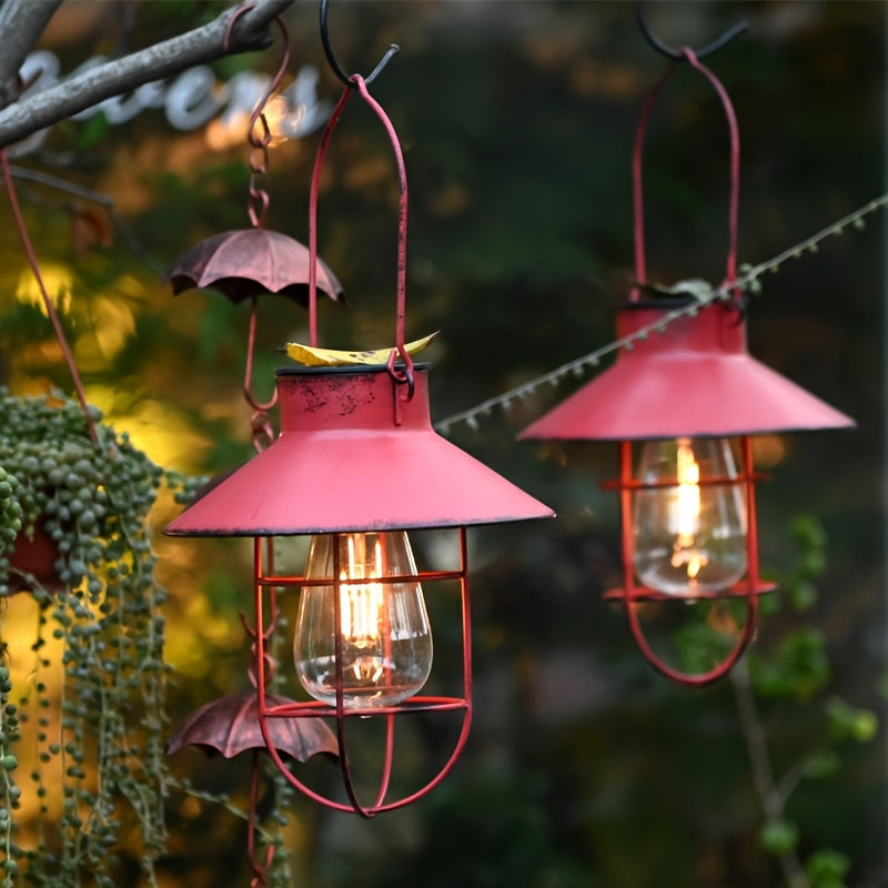 Solar Wrought Iron Courtyard Pendant Light Garden Landscape Lamp Courtyard Garden Balcony Decorative Chandelier Solar Courtyard Decorative Art