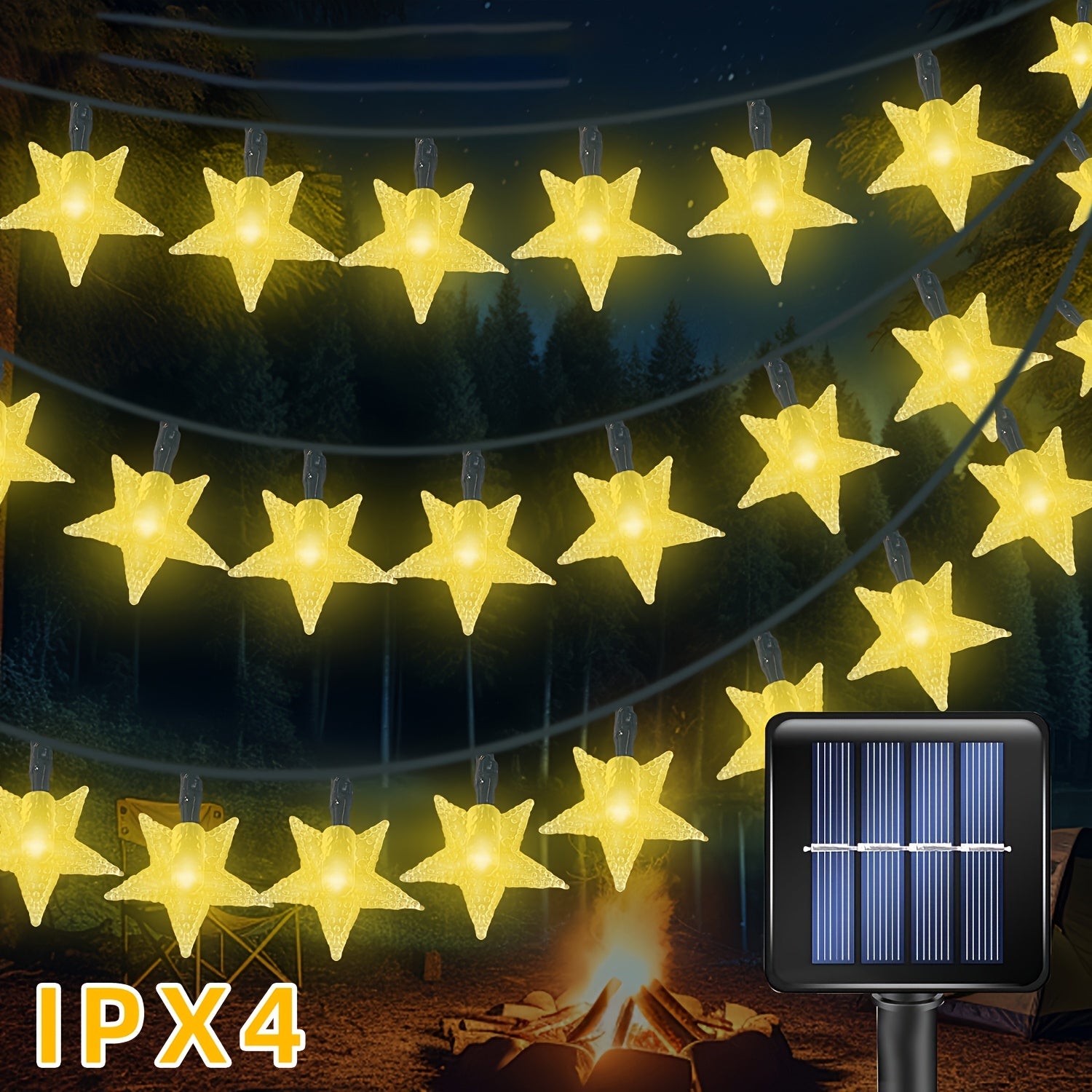 1包太阳能100LED/50LED/20LED星星串灯，8种灯光模式，星星仙女灯太阳能室内外闪烁圣诞灯，卧室派对婚礼圣诞树装饰，暖白/彩色