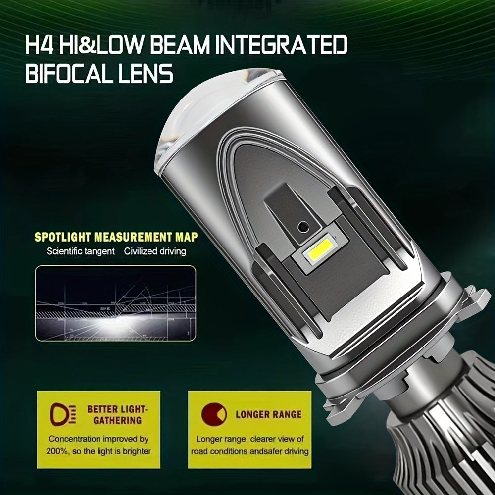 2-Pack H4 9003 HB2-QC0104 LED Car Headlight Bulbs, Mini Wireless H4 Projector Lens Fog Light Turbo LED 12V Car, H4 Automotive Lighting, H4 Modern Lighting, Reliable Performance, H4 Turbo Light, Car Enthusiasts, No Battery Included