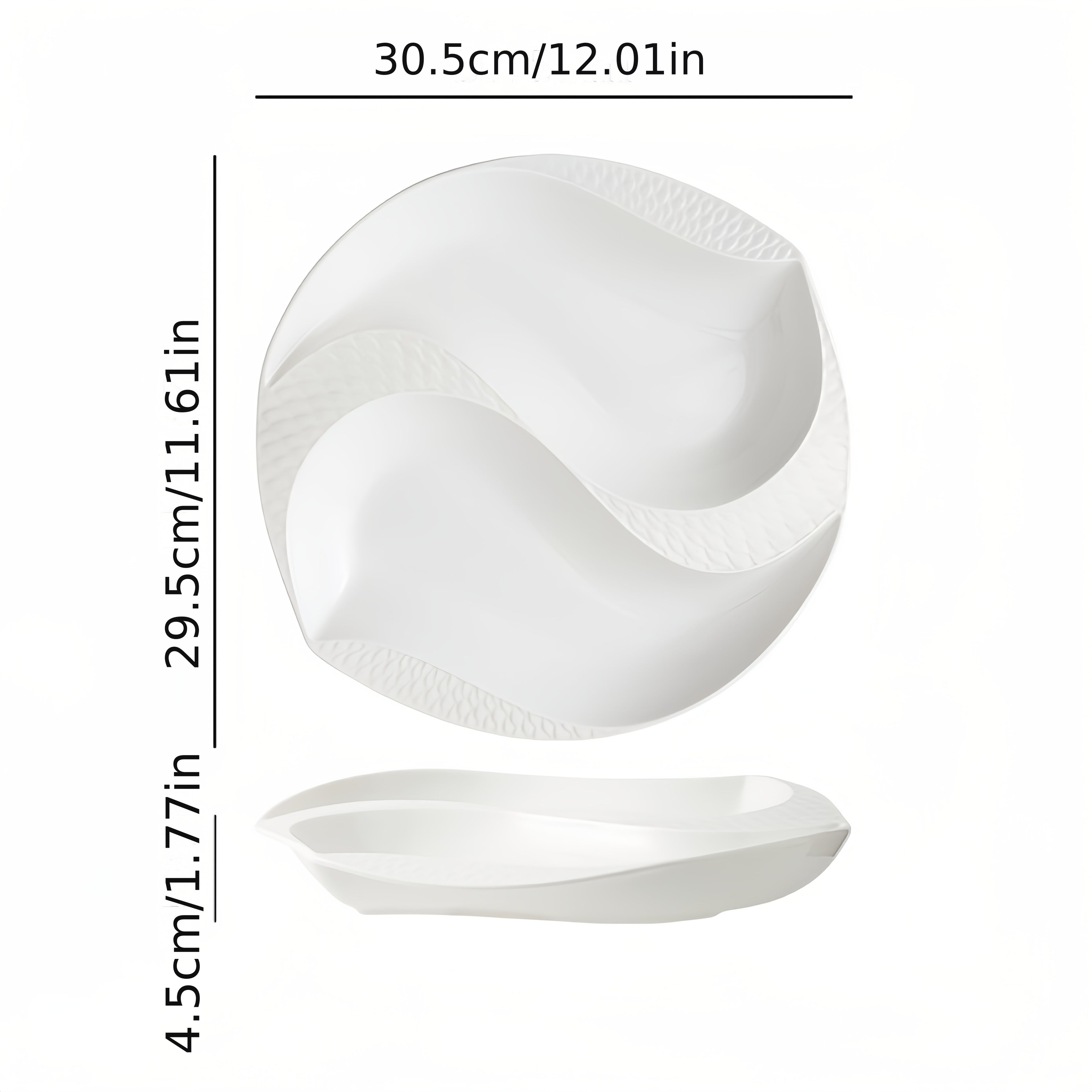 10.5 Inch / 12 Inch, Large Creative Divided Ceramic Plate, Perfect for Restaurant & Home Use, Exquisite Kitchenware & Tableware, Western Dinner Plate, Artistic Concept Dish Tableware