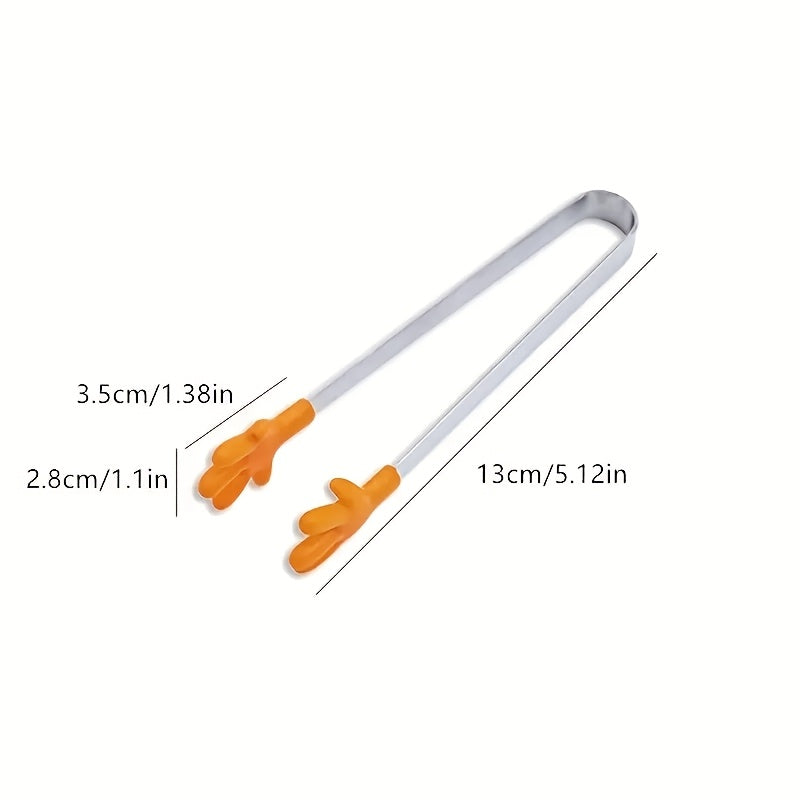 One Silicone Mini Tongs - 5-Inch Handle, Colorful Small Clips for Food, Ice Cubes, Fruit, Sugar, BBQ, Kitchen