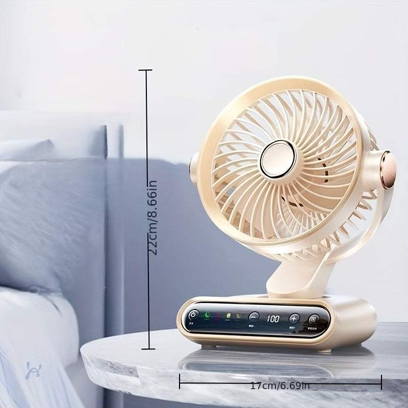 Smart Desktop Circulating Fan, 4 Modes & 100-Speed Stepless Adjustable Wind, Timing Function Long Battery Life, Suitable for Bedroom Office Living Room Outdoor Use