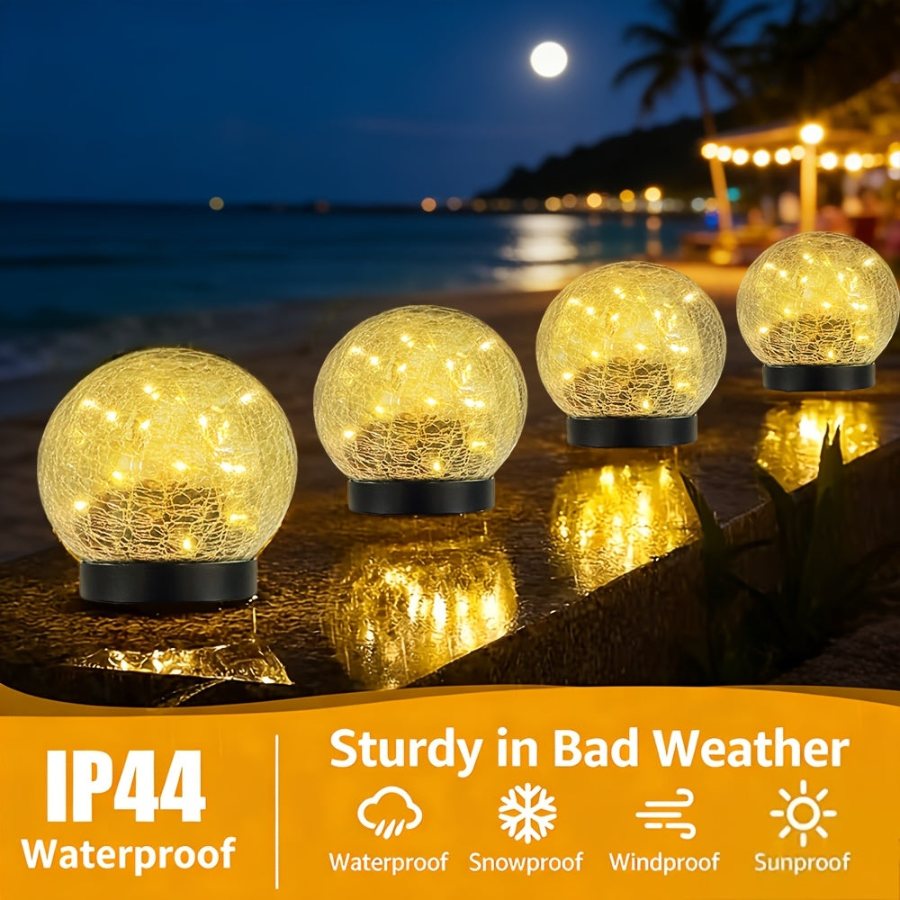 Solar Cracked Glass Sphere In-Ground Light, Outdoor Courtyard Lawn Ground Insert Light, Indoor Tabletop Ambient Decorative Light, Waterproof Landscape Light, 2-in-1 Solar Powered Night Light