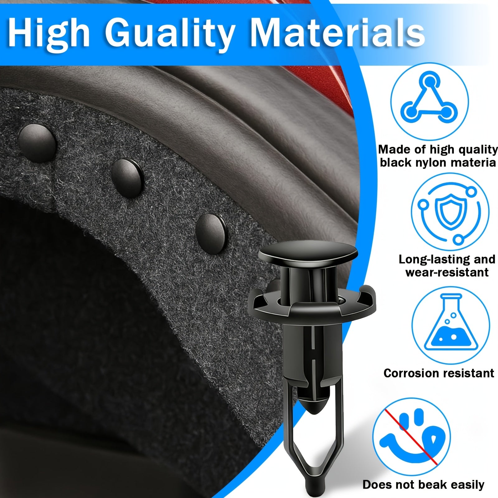 200-Piece Multi-Purpose Universal Car Retainer Clips, Assorted Sizes 6mm-10mm, Sturdy & Durable, Portable & Practical, Multi-Use Auto Fasteners for Car Bumper, Fender & Trim Repair