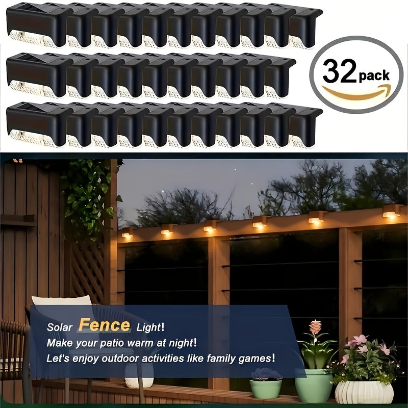 32/16 Outdoor Solar Step Light, Waterproof IP44 LED Solar Fence Light, Perfect for Stairs, Steps, Railings, Patios, Walkways, Gardens and Courtyards (Warm White), Halloween