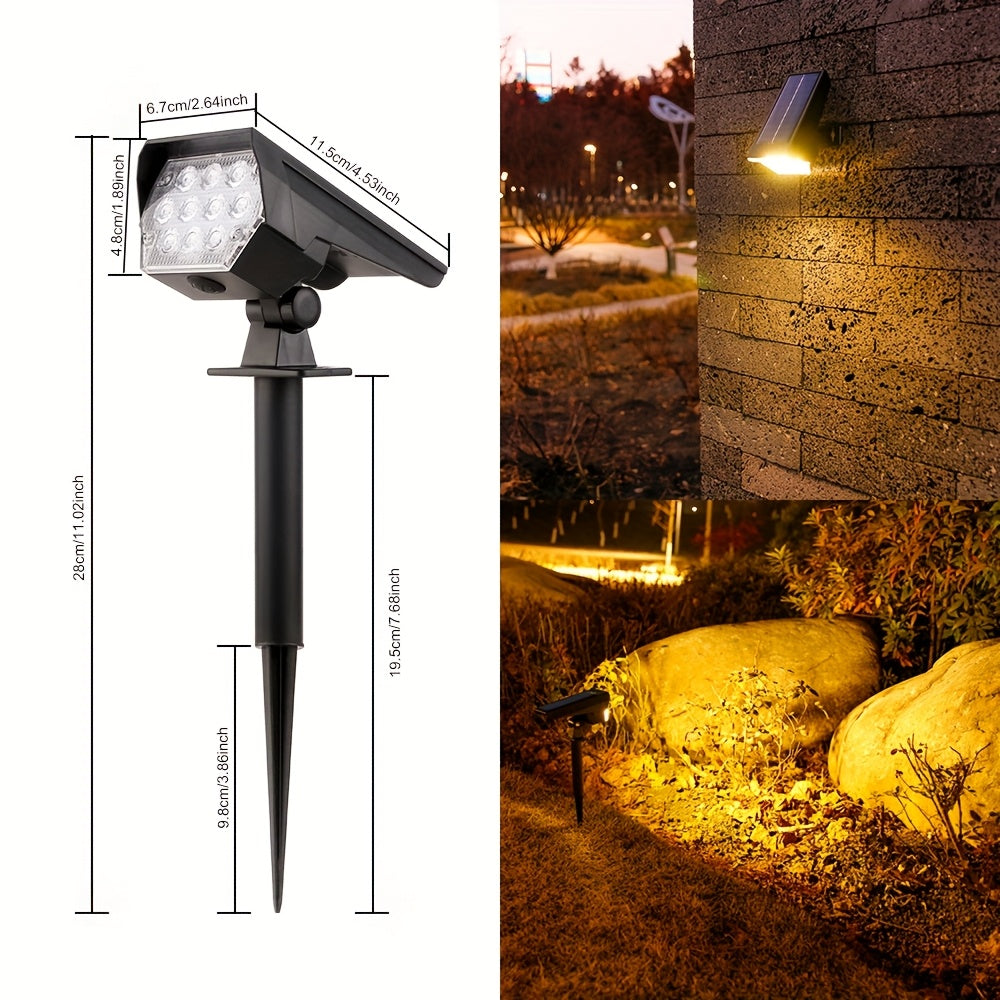 (1 piece/box) IP44 solar spotlight, outdoor ground lawn light, household outdoor landscape courtyard light, dual-purpose yard light, tree light