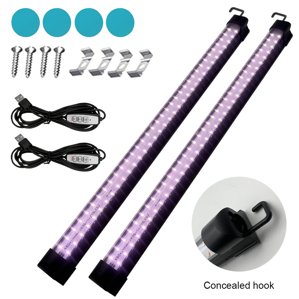 T8 full spectrum LED grow light, magnetic 19.68-inch plant grow light tube, 2/4/8 hour smart timer, 4-level dimming, with hook, easy installation, suitable for indoor plants, succulents, flower cultivation, 5V powered