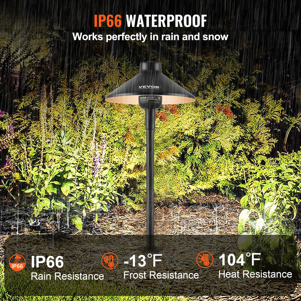 VEVOR 12 Pack Low Voltage Landscape Path Lights, 3W 210LM 12V-24VAC/DC Outdoor LED Pathway Lighting, 3000K Warm White with Quick Connector, IP66 Waterproof for Courtyard Garden Sidewalk
