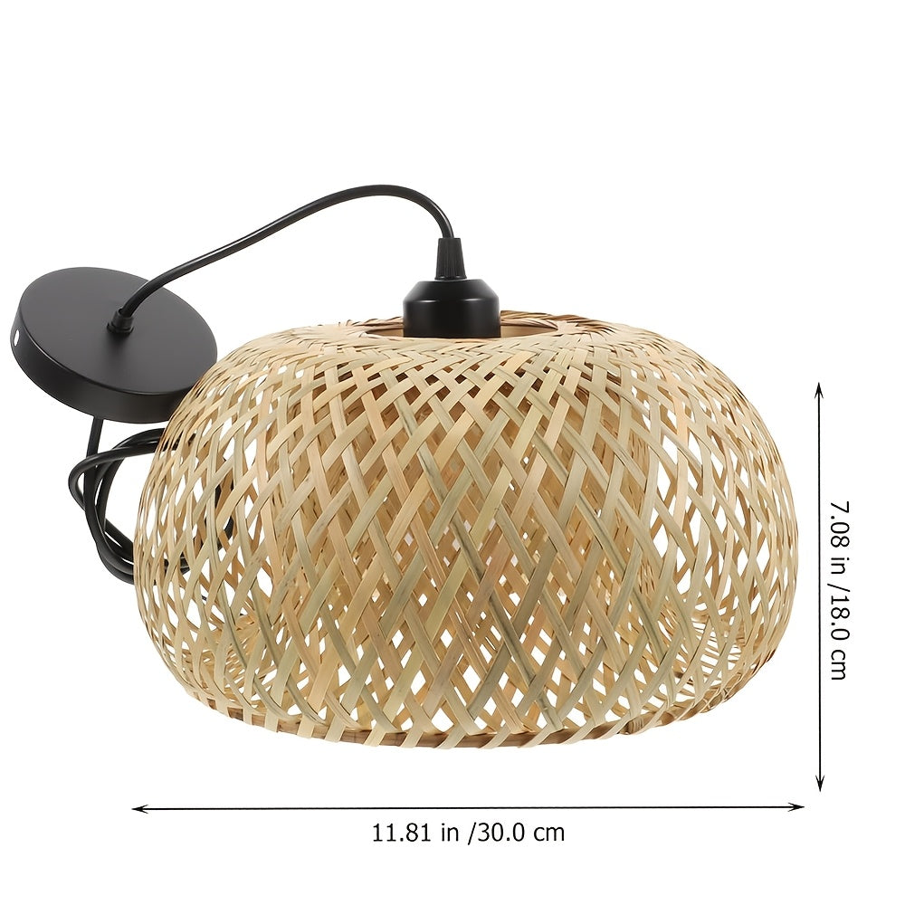 Bamboo pendant light, 3-pack bohemian hand-woven basket pendant light, bohemian bamboo chandelier, hardwired ceiling pendant light, bamboo woven wicker chandelier, suitable for bedroom, kitchen, living room.